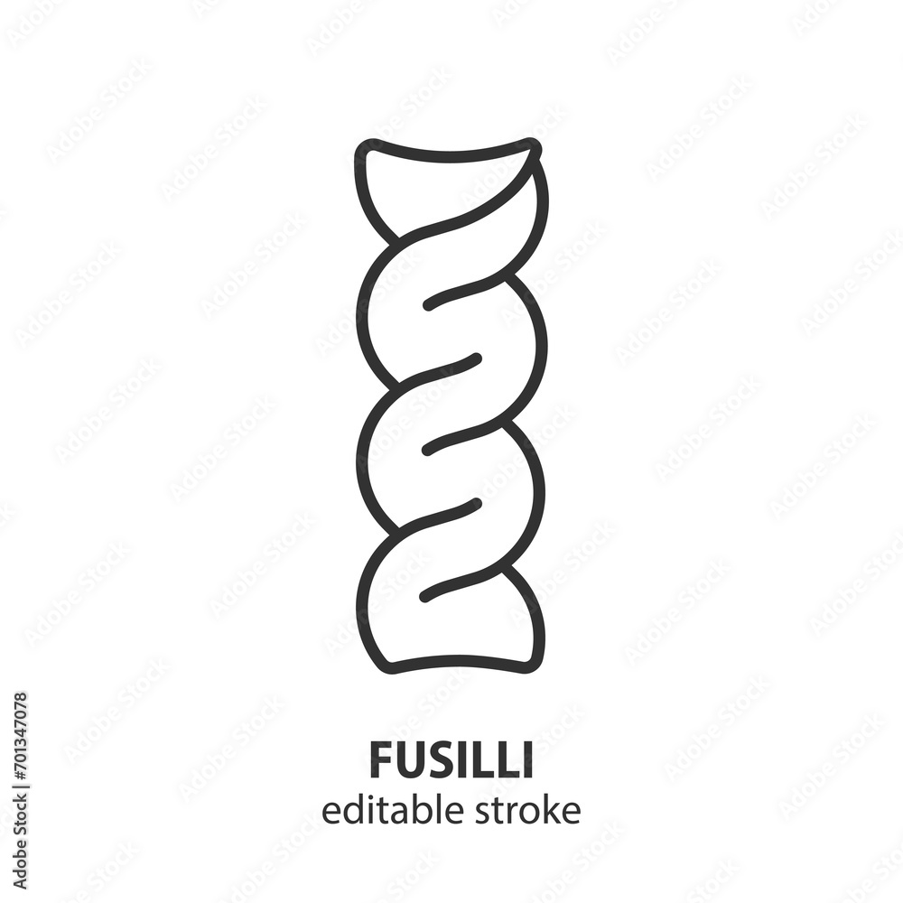 Fusilli line icon. Italian pasta symbol. Editable stroke. Vector illustration. Fusilli line icon. Italian pasta symbol. Editable stroke. Vector illustration.