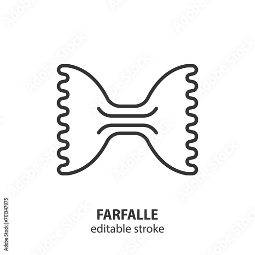 Farfalle line icon. Italian pasta symbol. Editable stroke. Vector illustration.