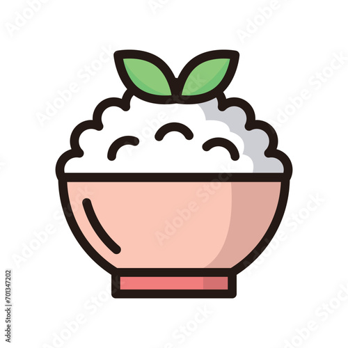 Rice bowl icon vector on trendy design