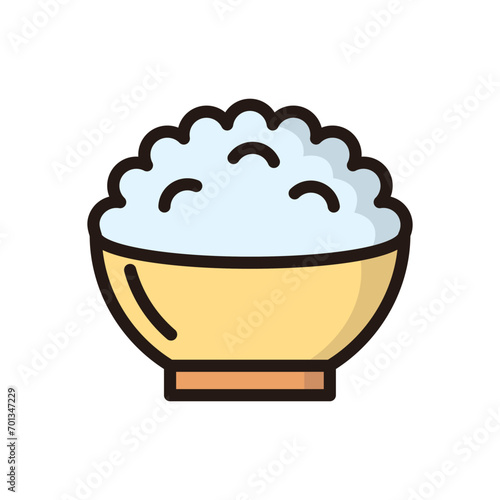 Rice bowl icon vector on trendy design