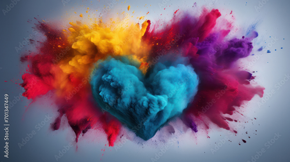 Heart made of multi-colored powder symbolizing the beauty and energy of love on Valentine's Day Heart made of multi-colored powder symbolizing the beauty and energy of love on Valentine's Day