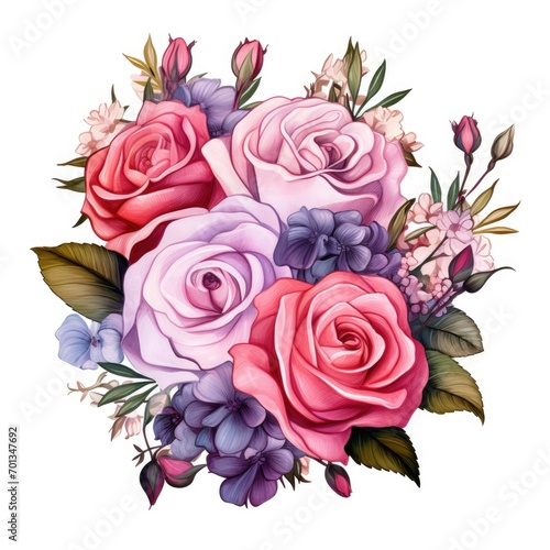 Bunch of flowers on white background. Birthday  lover s day  women s day