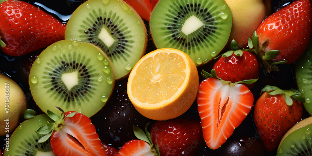 Kiwi and straw berry slices for juice Kiwi and straw berry slices for juice