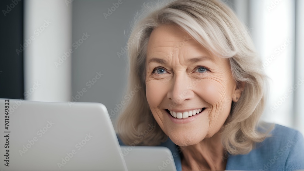 portrait of a senior woman with laptop