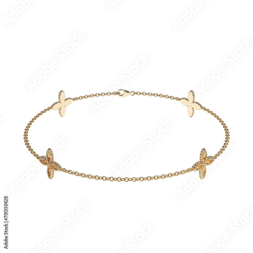 gold necklace with a chain isolated on white