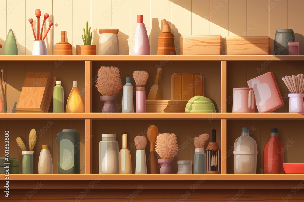Shelves care background cosmetic illustration natural beauty set background shop bottle store shampoo product