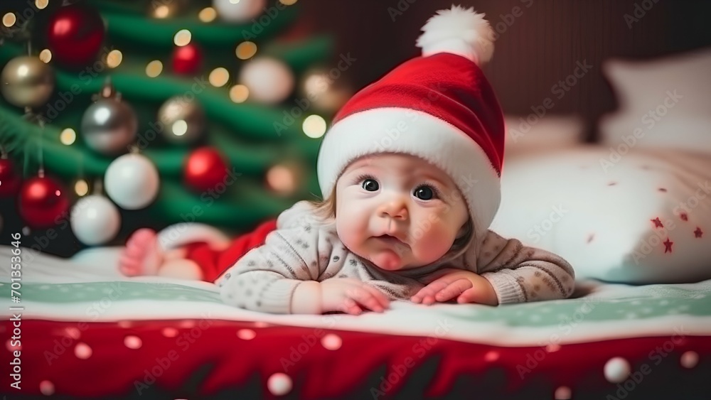 baby child in santa claus hat baby child in santa claus hat