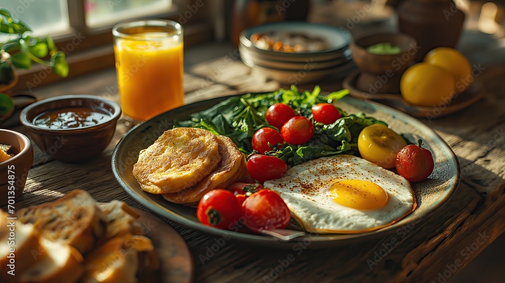 overhead shot for American breakfast, overhead shot for American breakfast,