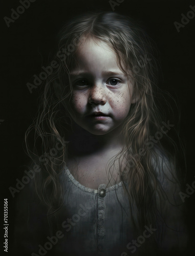 Child woman depressed young portrait sadness girl kid face girl upset female childhood alone sad © VICHIZH
