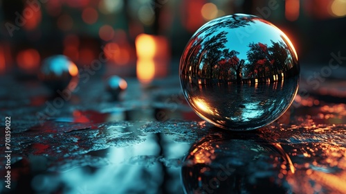 A 3D rendering of a pearlescent sphere or orb, creating a unique and futuristic background that adds depth and interest to digital and print designs. [Pearlescent background for th