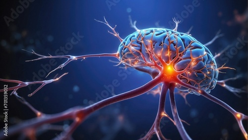 A glowing, fiery depiction of brain neurons with an emphasis on the neural connections and network.