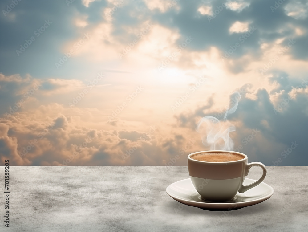 Background with cup of coffee of the sky. AI Generation
Background with cup of coffee of the sky. AI Generation