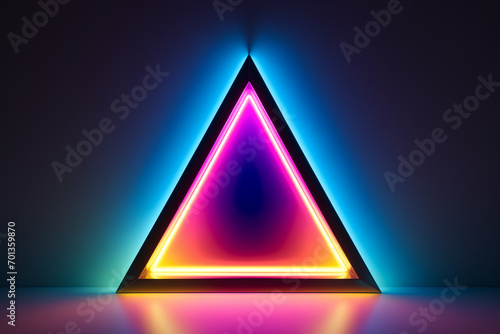 Abstract background with neon triangles on a black background