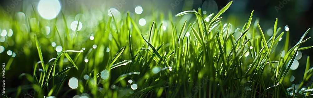Fototapeta premium A close-up of newly sprouting grass.