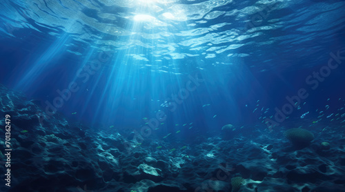 Dark blue ocean surface seen from underwater © ribelco
