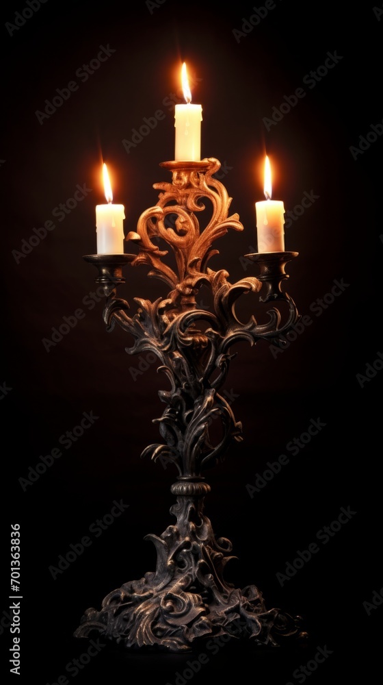 Fototapeta premium Candles are burning in a beautiful candlestick