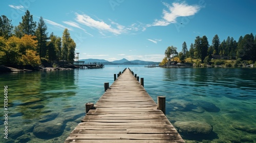 wooden dock at the lake © pector