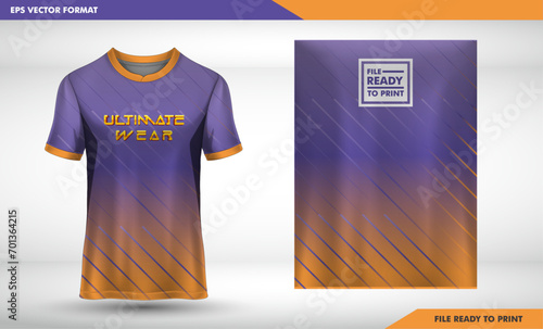 Background mockup for sports jerseys, racing jerseys, game jerseys, running jerseys, orange and purple color line gradation badminton design