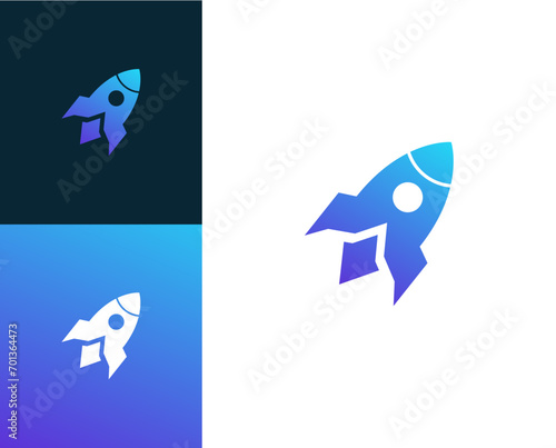 Modern rocket logo design suitable for technology companies