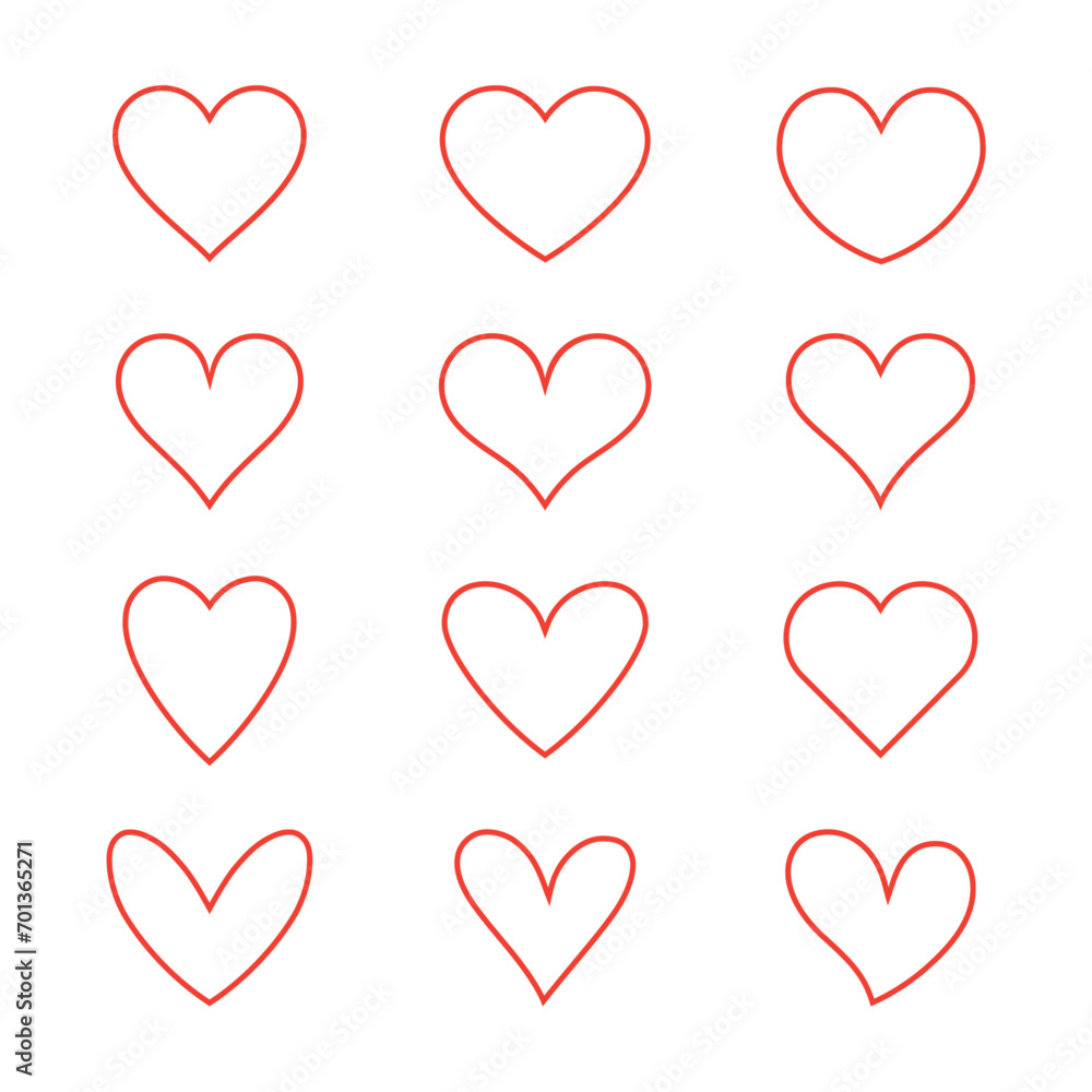 Heart icon set. Heart linear icon. Heart sign symbol Heart icon set. Heart linear icon. Heart sign symbol