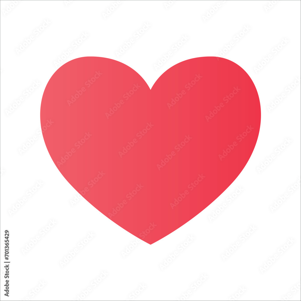 Red heart icon isolated on white background, vector 
