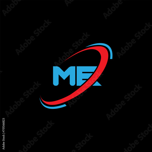 ME logo. ME design. Blue And Red ME letter Logo. ME letter logo design. Initial letter ME linked circle uppercase monogram logo