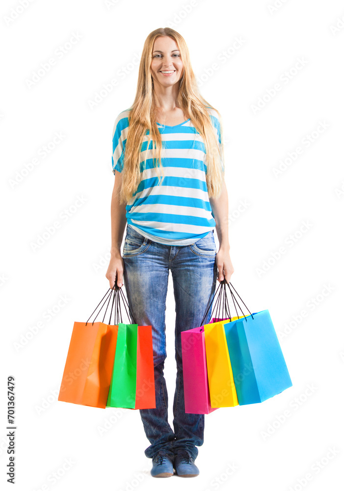 Young woman after shopping