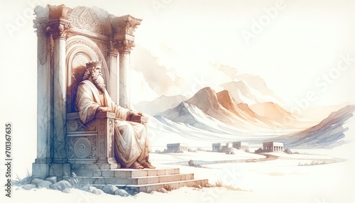 The King Solomon. Old Testament. Watercolor Biblical Illustration
