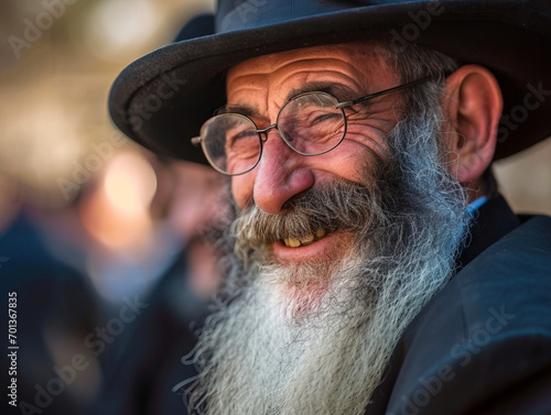 Smiling jews Jewish orthodox men dressed in black clothes and hats