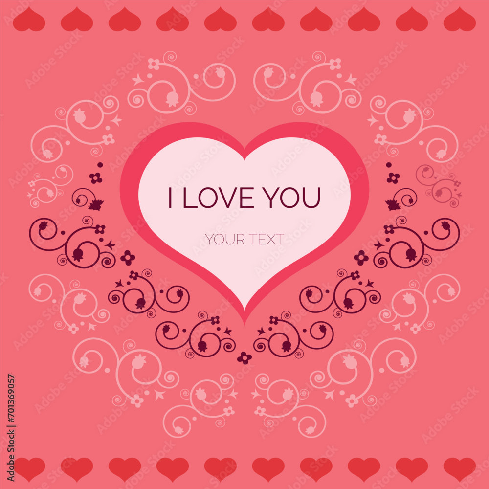 I Love You valentines day greeting template vector background