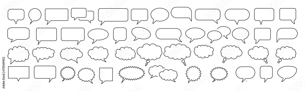 Speech Bubble icon set. Talk bubbles with editable stroke. Cloud speech bubbles collection.. Speech Bubble icon set. Talk bubbles with editable stroke. Cloud speech bubbles collection..