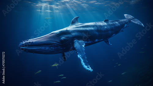 Humpback whale underwater. AI generated © Pippa