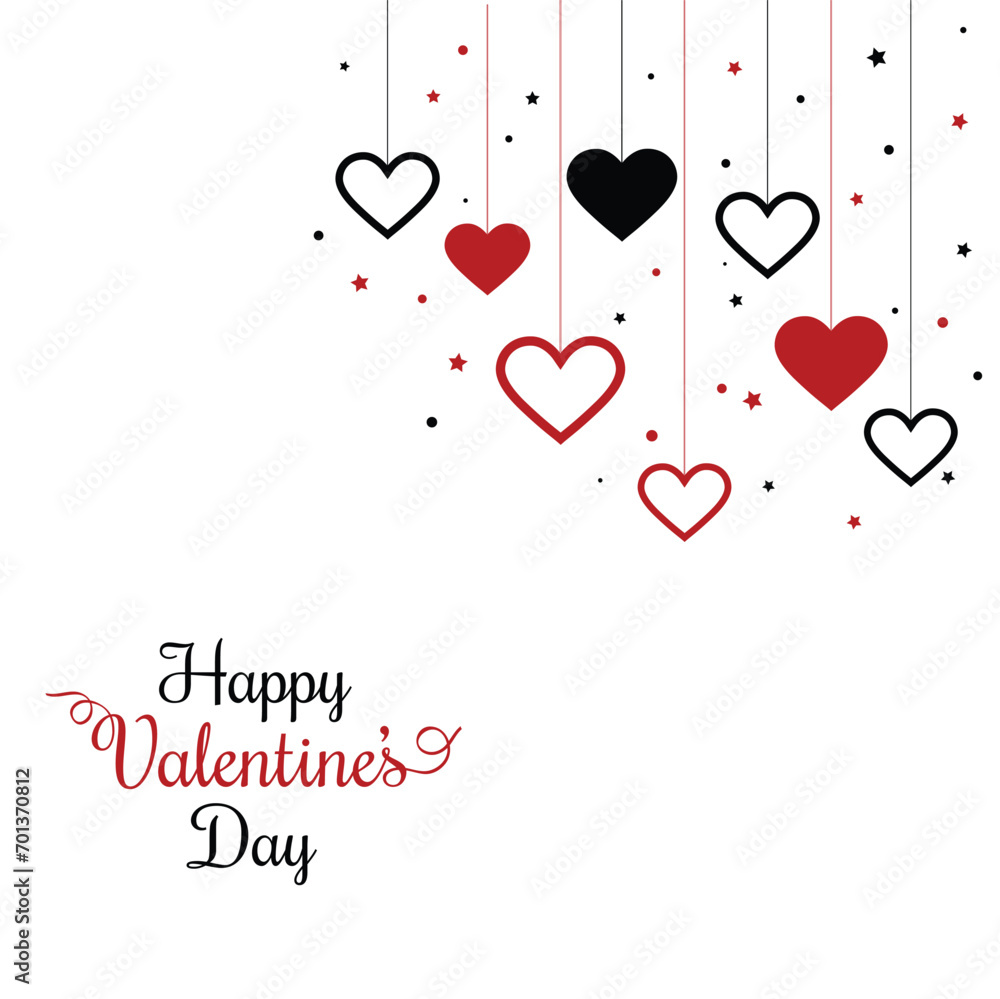 happy valentines day background, valentines typography, hearts hanging vector