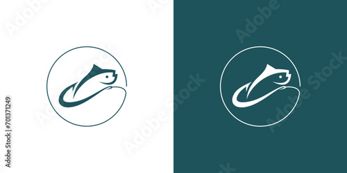 fish icon logo template vector simple design element. simple fishing logo
