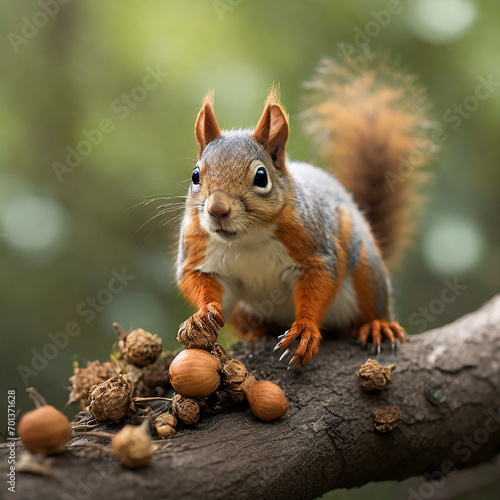 Squirrels Whimsical Sojourn into the World of Acrobatic Charm and Ecological Vitality ai generated