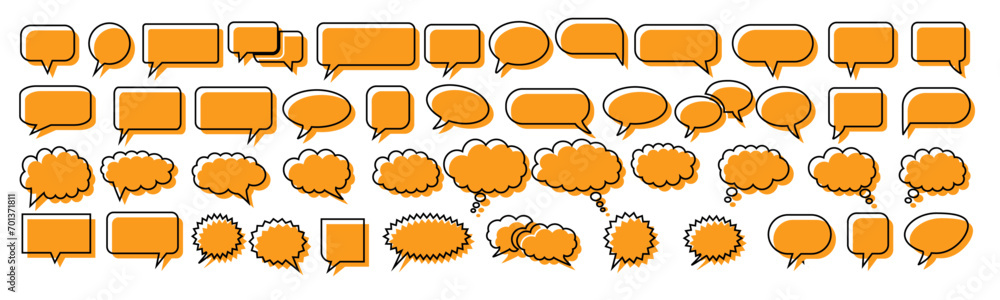 Speech Bubble collection. Talk bubbles with editable stroke and fill, Cloud speech bubbles set. - obrazy, fototapety, plakaty 