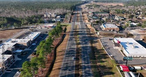 Aerial view of the town of Leland in Brunswick County, North Carolina. photo