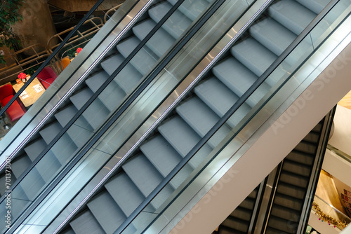 Escalator in the middle of a large department store