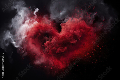 Heart made of white and red smoke symbolizing love for Valentine's Day, space for text