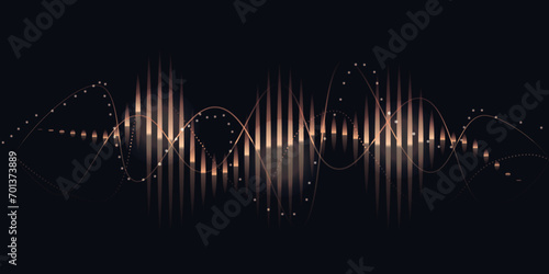 Abstract shine glow background. Gold (bronze) glitter wave on brown.