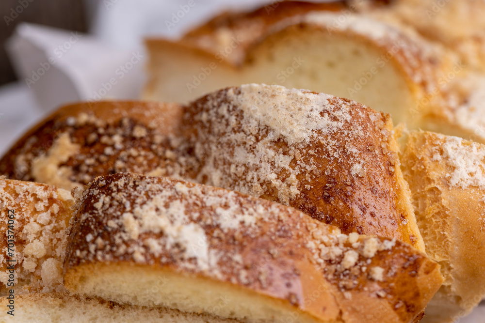 fresh white wheat bun close-up