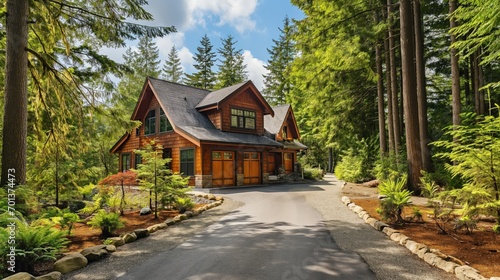 Wallpaper Mural Driveway to cozy wooden house in the forests Torontodigital.ca