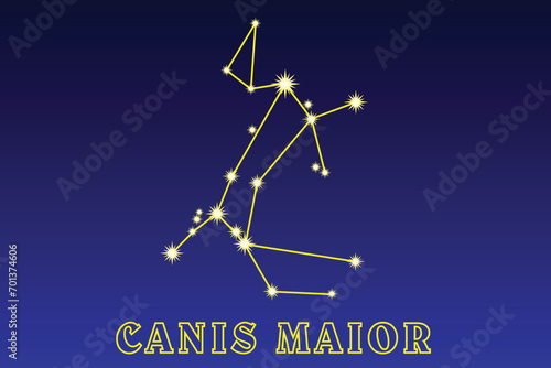 Constellation Canis Maior. Constellation Big Dog. Constellation of the southern hemisphere of the sky. The constellation contains the brightest star Sirius. Best visibility conditions in December and 