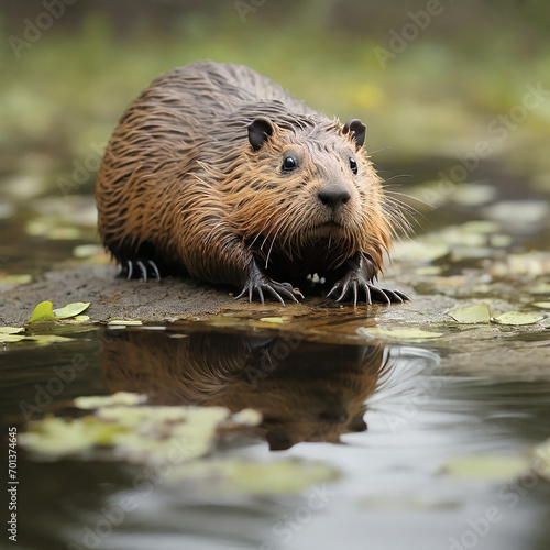 Beaver Brilliance Symphony of Engineering and Conservation in Nature's ai generated © Aziz