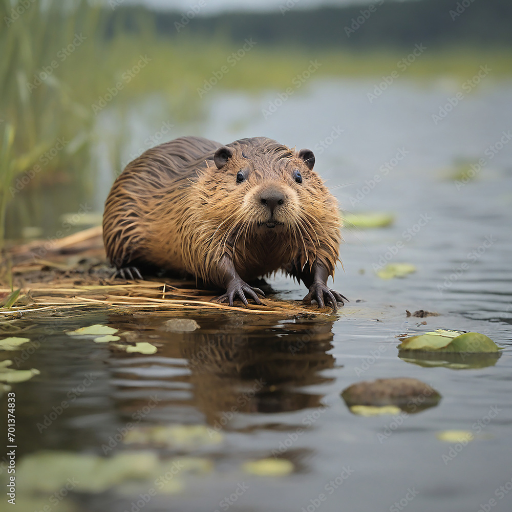 Beaver Brilliance Symphony of Engineering and Conservation in Nature's ai generated Beaver Brilliance Symphony of Engineering and Conservation in Nature's ai generated