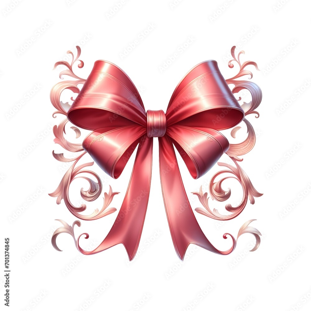 valentines red bow with ribbon isolated on white background valentines red bow with ribbon isolated on white background