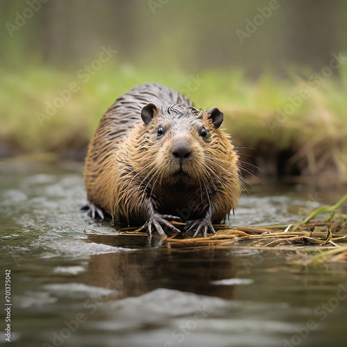 Beaver Brilliance Symphony of Engineering and Conservation in Nature's ai generated © Aziz