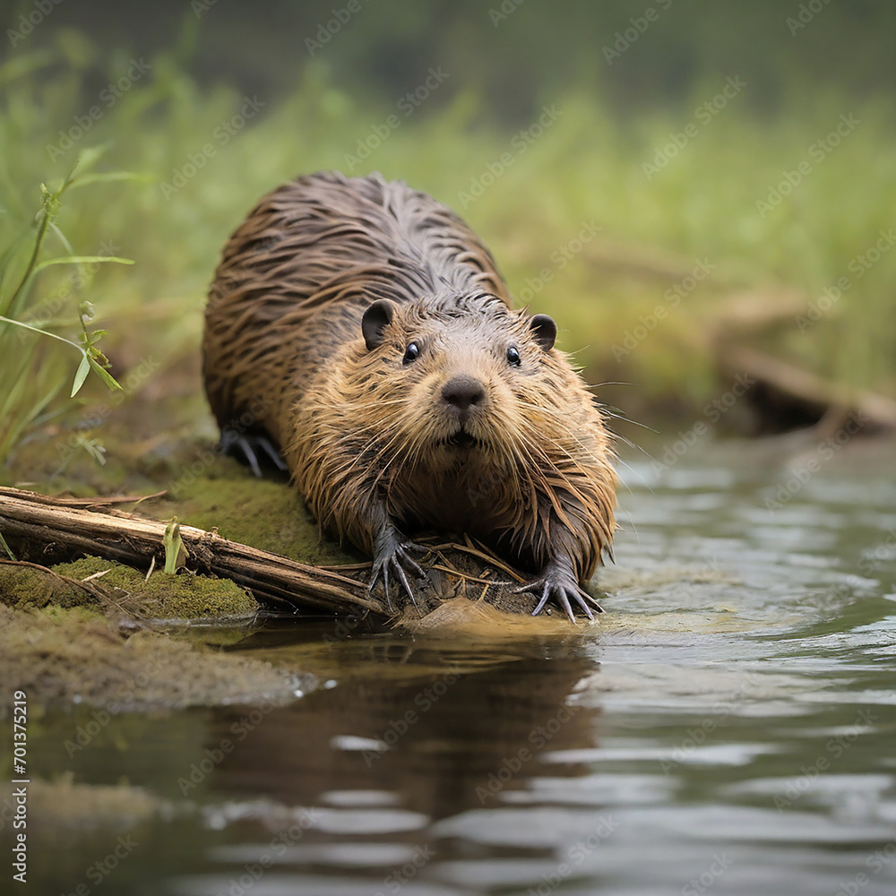 Beaver Brilliance Symphony of Engineering and Conservation in Nature's ai generated Beaver Brilliance Symphony of Engineering and Conservation in Nature's ai generated