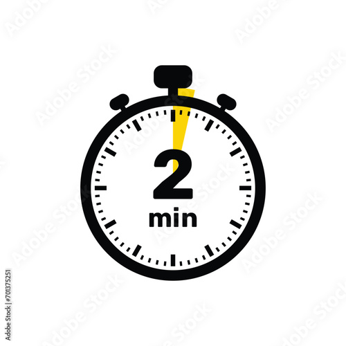 2 Minutes Analog Clock Icon white background design.