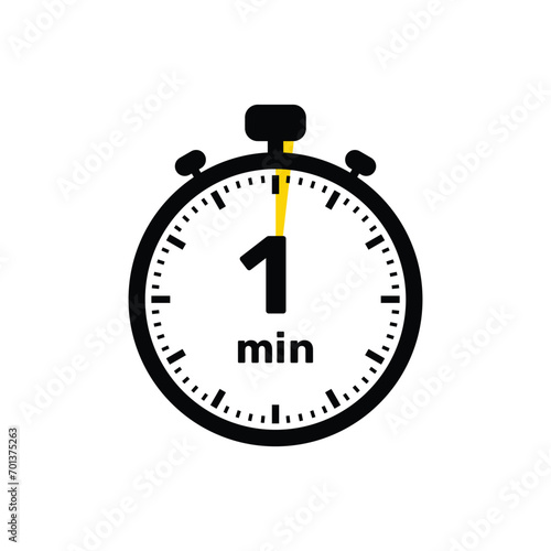 1 Minutes Analog Clock Icon white background design.